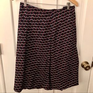 Talbots Size 24 Navy Blue Silk Patterned Skirt